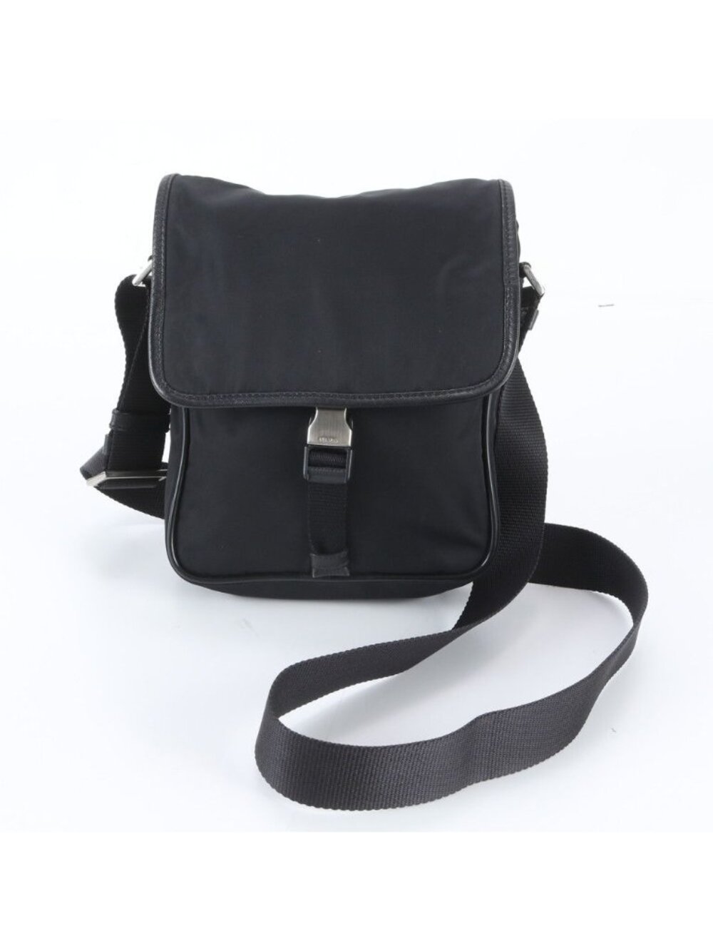 Prada Tessuto Nylon Saffiano Leather Shoulder Bag Crossbody Messenger Black
